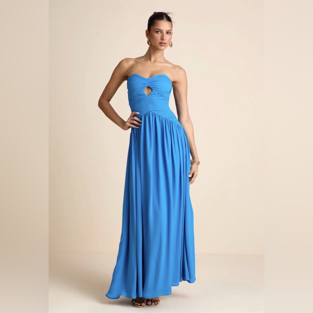 Lulu's Vibrant Blue Strapless Gown Rozala Small
